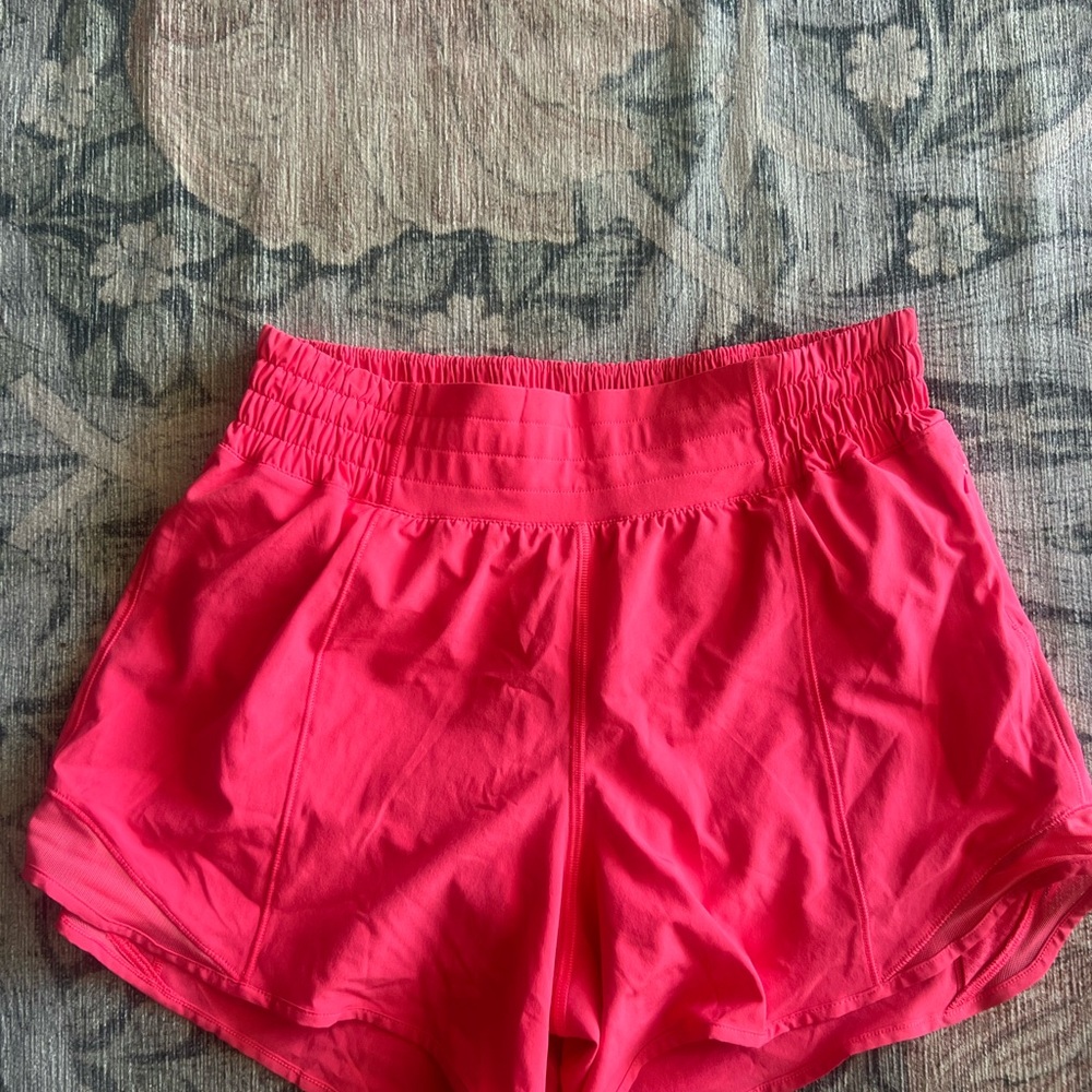 lululemon athletica Bright Pink Athletic Shorts with Smocked Waistband
